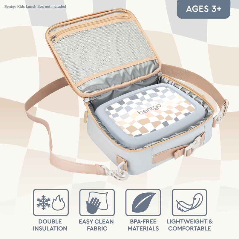 Bentgo Kids Lunch Bag (Whimsy & Wonder Collection) - Durable, Double-Insulated Lunch Bag for Kids 3+; Holds Lunch Box/Water Bottle/Snacks; Water-Resistant Fabric & Zip Pockets (Checker Gradient) - Image 3