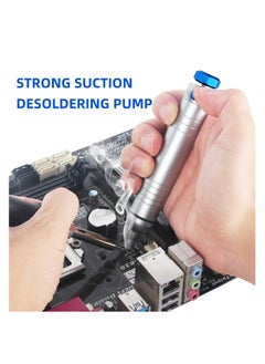 SYOSI Solder Sucker No Clog Desoldering Pump, for Solder Removing with Replaceable Heat Resistan Silicone Sucking Nozzle, Desoldering Tool Sodering Pump Strong Vacuum Aluminum Suction Remover  - Image 2