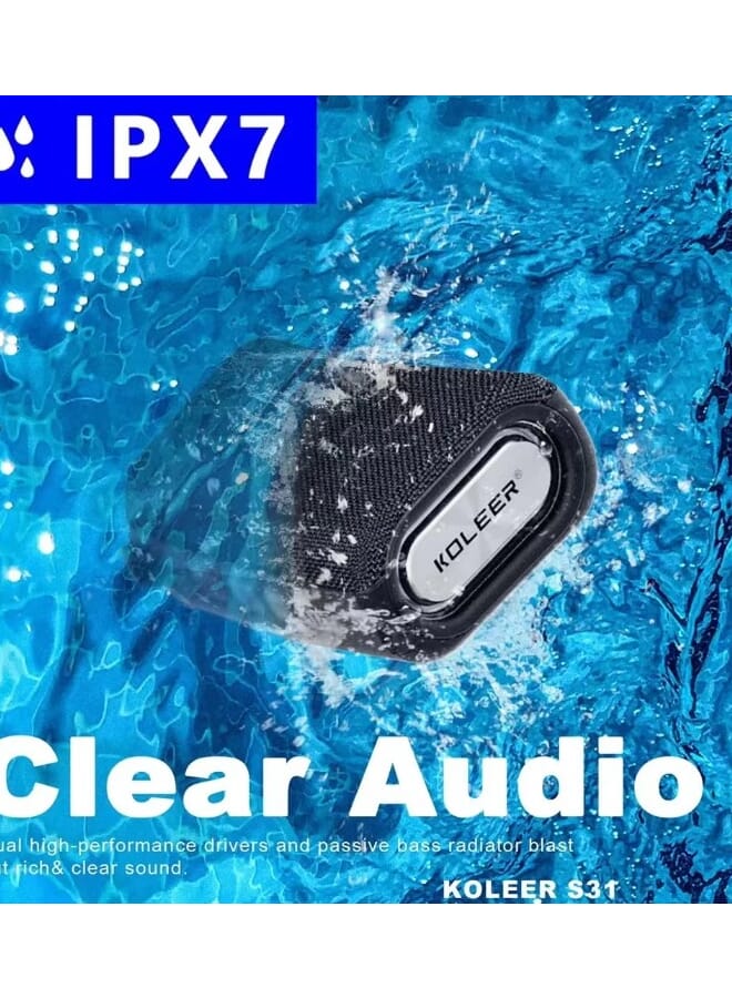 كولير KOLEER S31 مكبر صوت بلوتوث مقاوم للماء IPX7 لاسلكي باس مضخم صوت صغير محمول صندوق مكبر صوت - Image 1