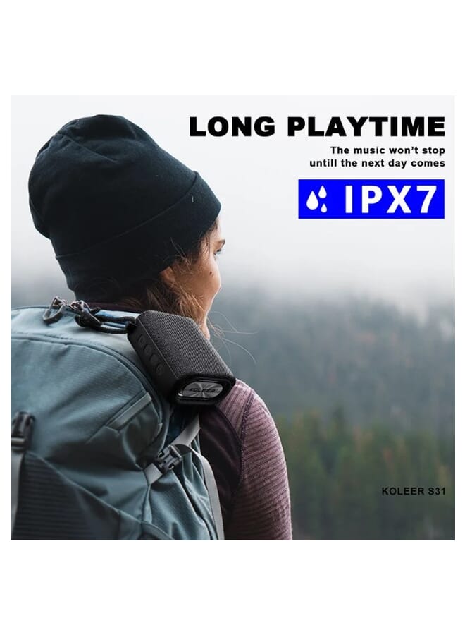 كولير KOLEER S31 مكبر صوت بلوتوث مقاوم للماء IPX7 لاسلكي باس مضخم صوت صغير محمول صندوق مكبر صوت - Image 4