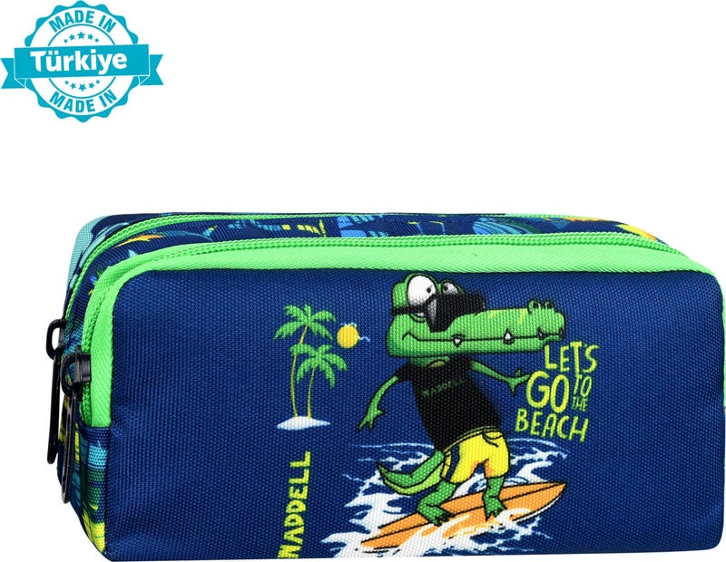 Niss Store Waddell Licensed Crocodile Patterned 2 Pocket Pencil Case - Image 1