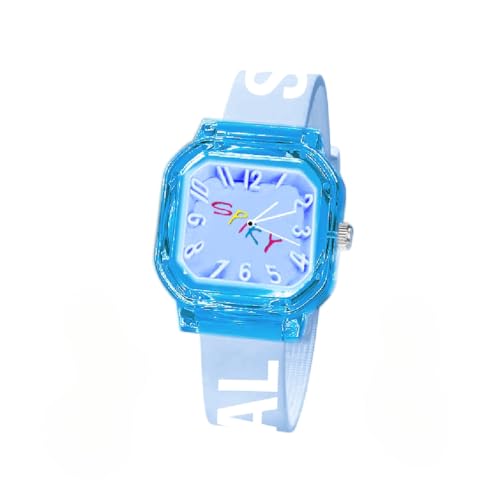 SPIKY Square Analog Kids Watch (Blue) – Classic Typography Strap Design, Easy-to-Read Dial | Unbreakable Silicone Strap, 30M Water Resistance | Lightweight & Durable | Ideal Gift for Boys & Girls (2–12 Years) - Image 1