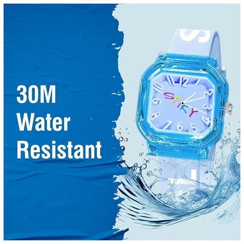 SPIKY Square Analog Kids Watch (Blue) – Classic Typography Strap Design, Easy-to-Read Dial | Unbreakable Silicone Strap, 30M Water Resistance | Lightweight & Durable | Ideal Gift for Boys & Girls (2–12 Years) - Image 4