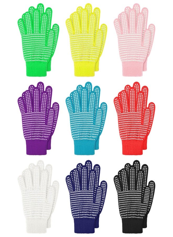 Cooraby 9 Pairs Kids Anti-skid Magic Gloves Winter Warm Stretchy Knit Gloves for Boys or Girls (Mixed Color A, 6-12 Years) - Image 1