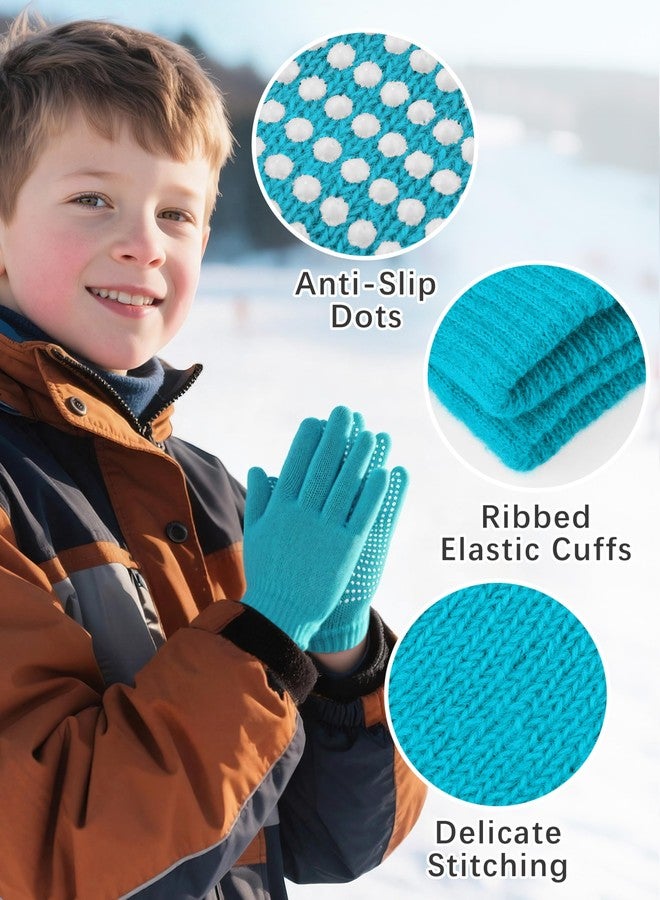 Cooraby 9 Pairs Kids Anti-skid Magic Gloves Winter Warm Stretchy Knit Gloves for Boys or Girls (Mixed Color A, 6-12 Years) - Image 2