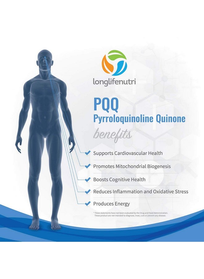 LongLifeNutri High Purity Pqq Supplement 180 Caps Pqq 20Mg Mitochondrial Supplements Quinine Capsules Atp Supplements Pyrroloquinoline Quinone Aids Mitochondria Function - Image 5