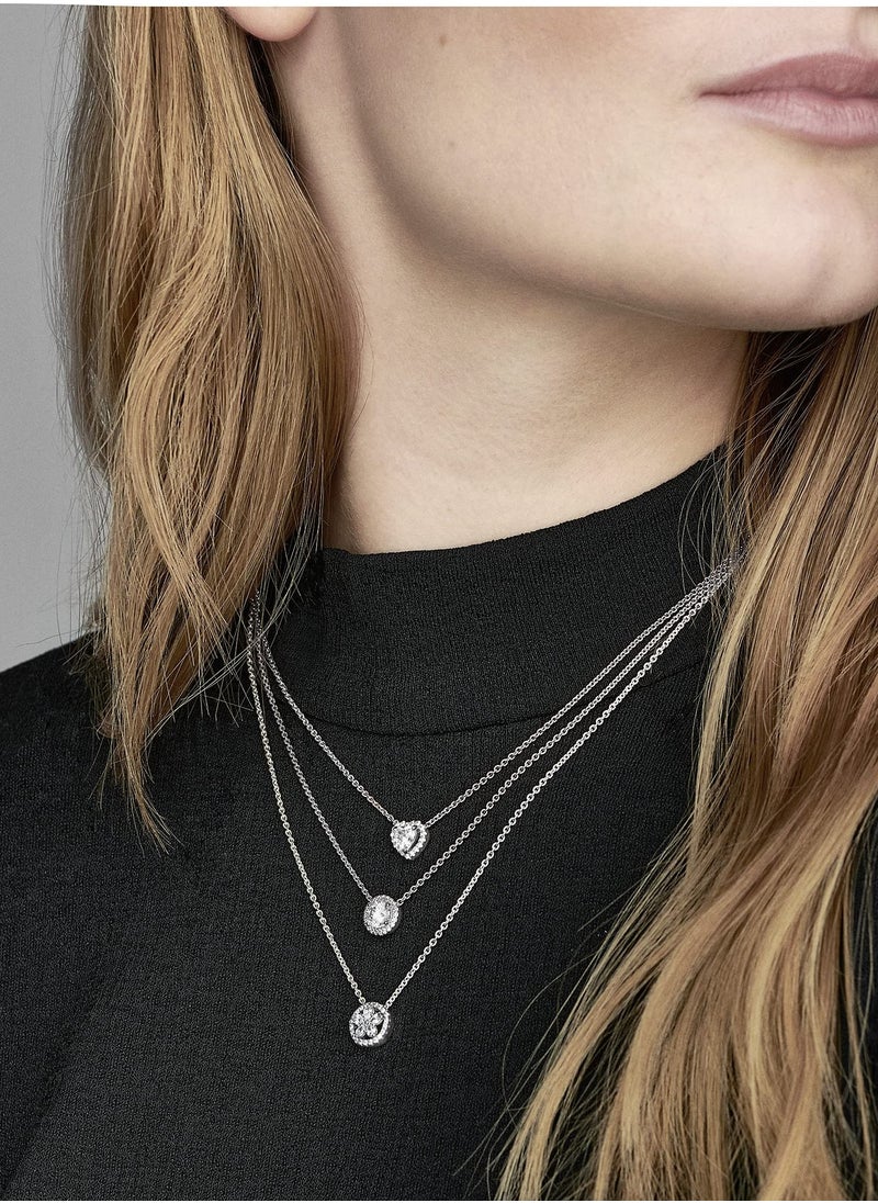 PANDORA - PANDORA Round Sparkling Halo Necklace with Lobster Clasp in Sterling Silver - Image 1