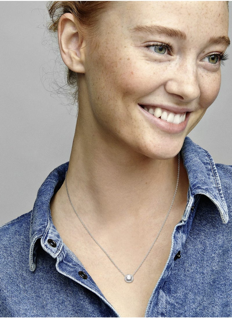 PANDORA - PANDORA Round Sparkling Halo Necklace with Lobster Clasp in Sterling Silver - Image 1
