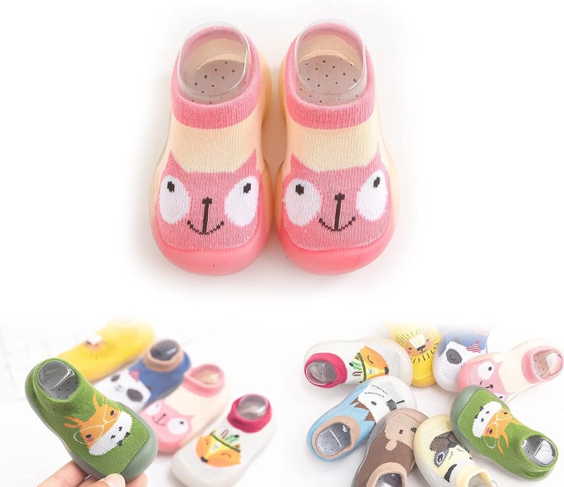 woobles Non-Slip Baby Slippers, Unisex Baby Socks Shoes, Kids Baby Girl Boys Toddler Anti-Slip Slippers, Socks Cotton Shoes, Flexible Cozy Breathable Shoes for Baby Toddler Infant Child Kid (6-12M,J) - Image 1