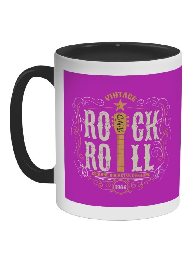 Rock And Roll Printed Coffee Mug Pink/White/Brown 11ounce