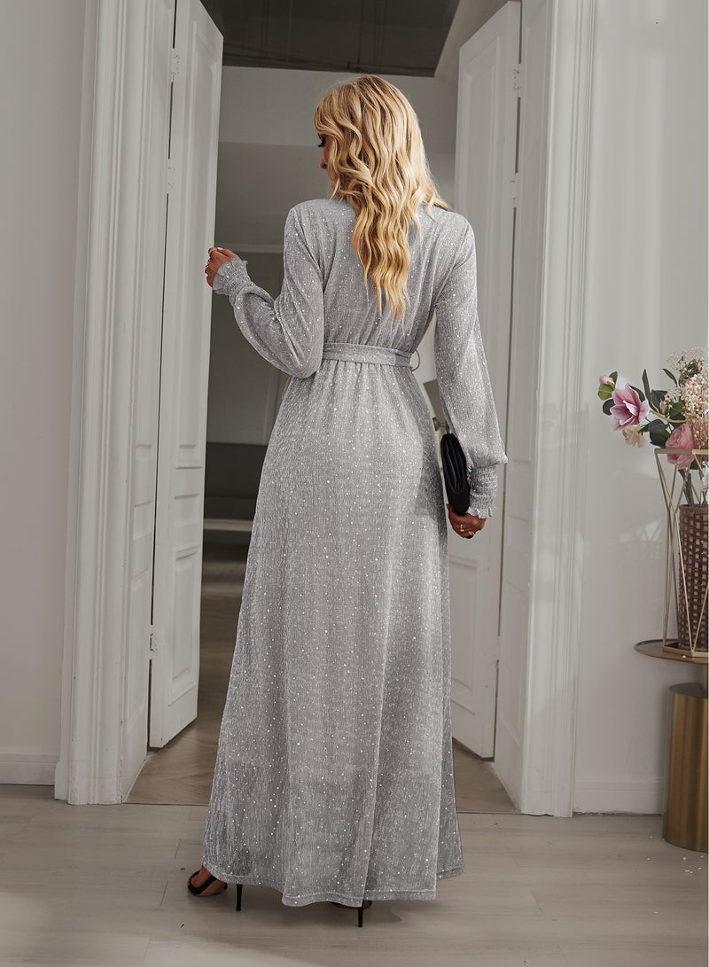Squality Long Dress Light Dress Haute Couture Party Dress Grey