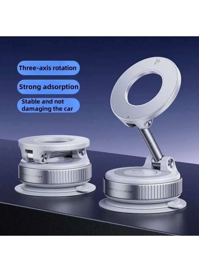 2025 New  White 360° Rotating Magnetic Car Phone Holder - 3-axis adjustable, strong adsorption, stable folding design, suitable for car, desktop, wall - one-handed operation, portable car phone holder, smooth surface - Image 1