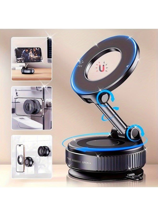 2025 New  White 360° Rotating Magnetic Car Phone Holder - 3-axis adjustable, strong adsorption, stable folding design, suitable for car, desktop, wall - one-handed operation, portable car phone holder, smooth surface - Image 3