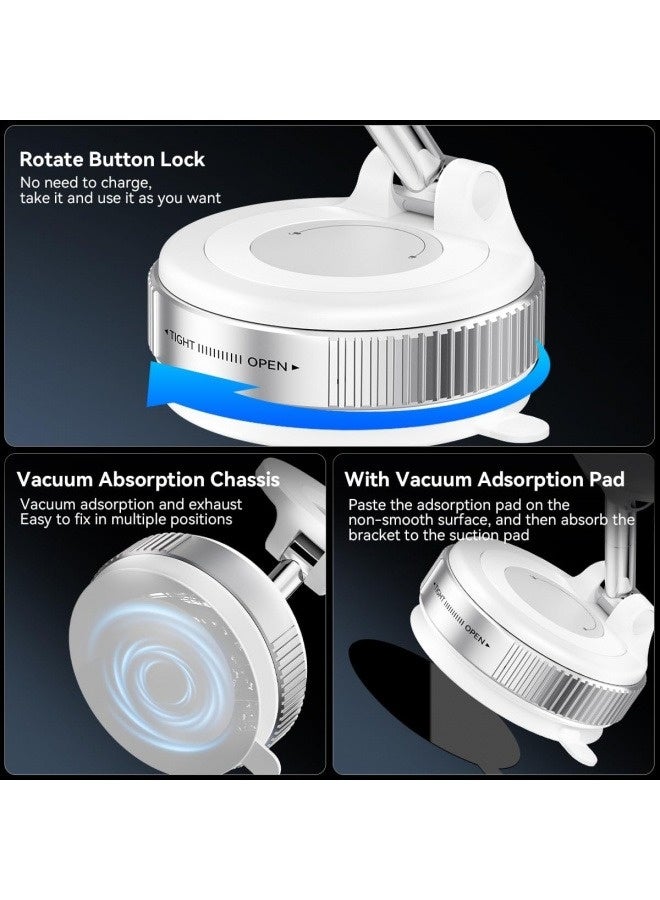 2025 Upgraded Magnetic Car Phone Mount, N52 Ultra-Strong Magnet & Vacuum Suction Base, 360° Adjustable Foldable Stand for All iPhone Galaxy Android Phones, Secure Anti-Shake Grip (White) - Image 4