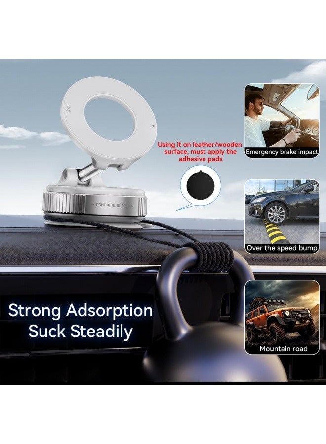 2025 Upgraded Magnetic Car Phone Mount, N52 Ultra-Strong Magnet & Vacuum Suction Base, 360° Adjustable Foldable Stand for All iPhone Galaxy Android Phones, Secure Anti-Shake Grip (White) - Image 5