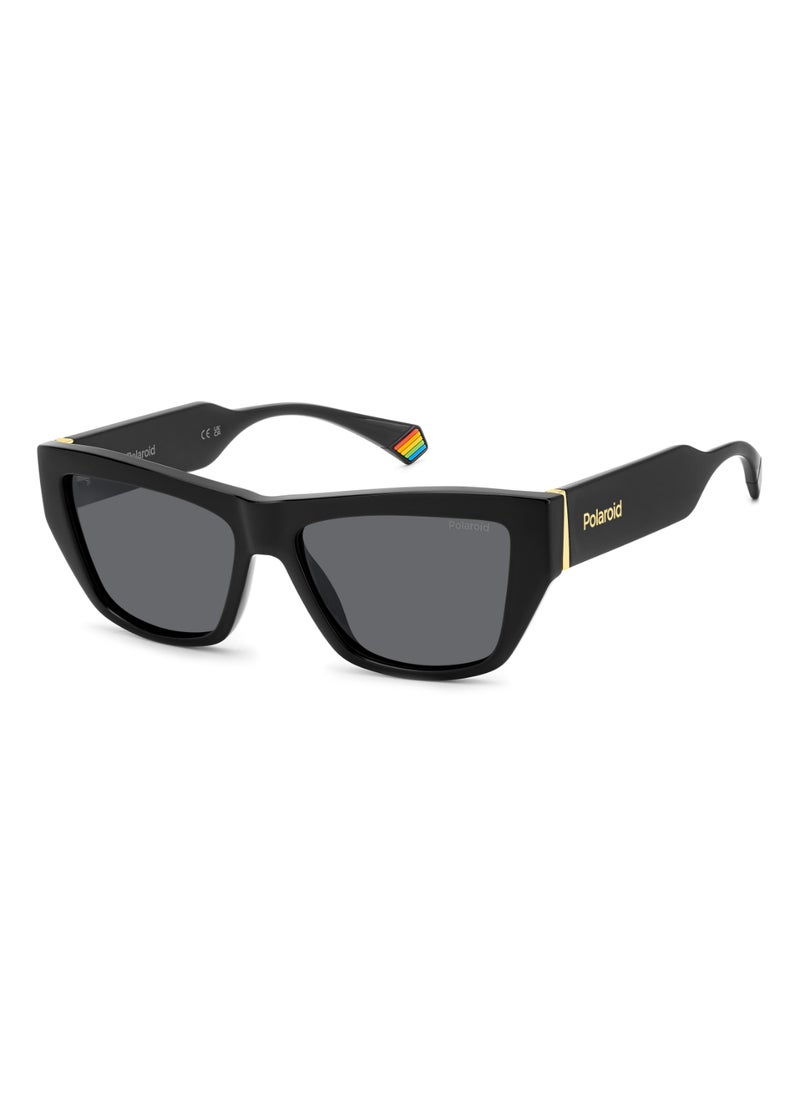 Polaroid Women's Polarized Rectangular Shape Metal Sunglasses Pld 6210/S/X Grey 40 - Lens Size: 39.7 Mm - Black  - Image 1