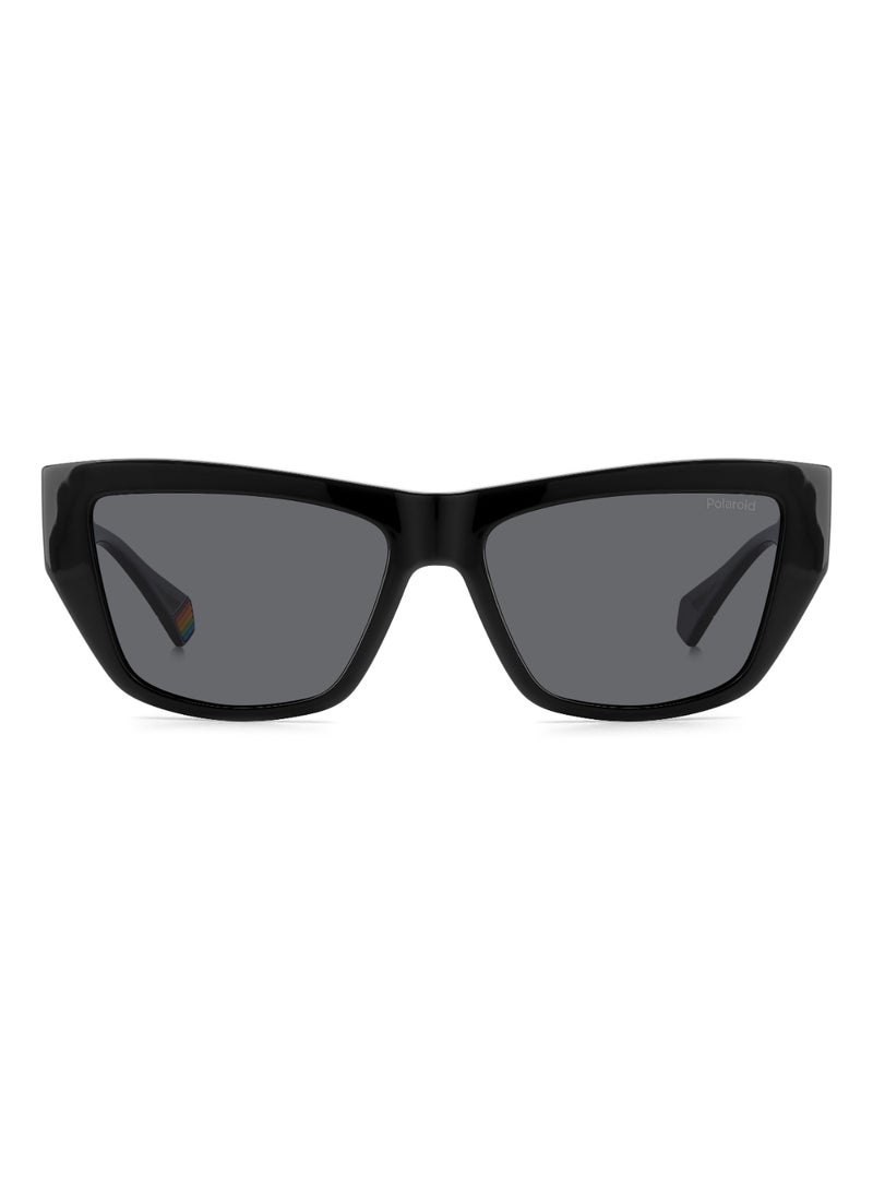 Polaroid Women's Polarized Rectangular Shape Metal Sunglasses Pld 6210/S/X Grey 40 - Lens Size: 39.7 Mm - Black  - Image 3