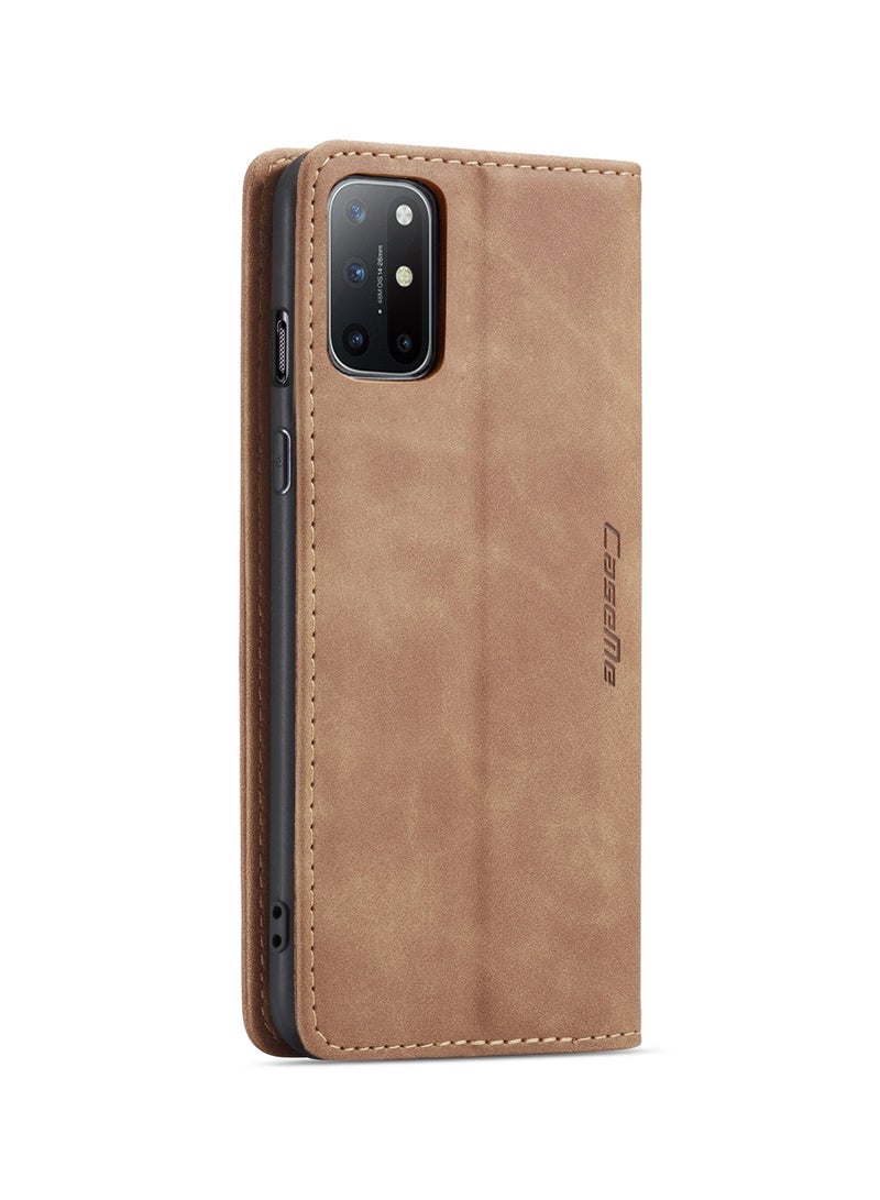 CaseMe Oneplus 8T Case Wallet, for Oneplus 8T Wallet Case Book Folding Flip Folio Case with Magnetic Kickstand Card Slots Protective Cover - Brown