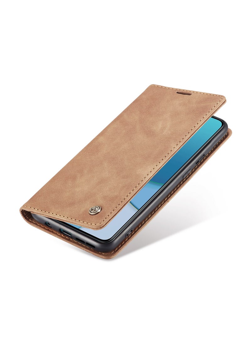 CaseMe Oneplus 8T Case Wallet, for Oneplus 8T Wallet Case Book Folding Flip Folio Case with Magnetic Kickstand Card Slots Protective Cover - Brown