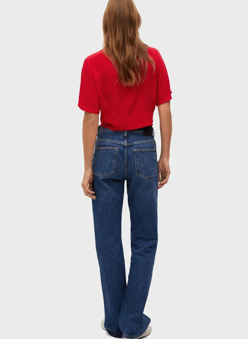 MANGO Knot Front Crop Shirt