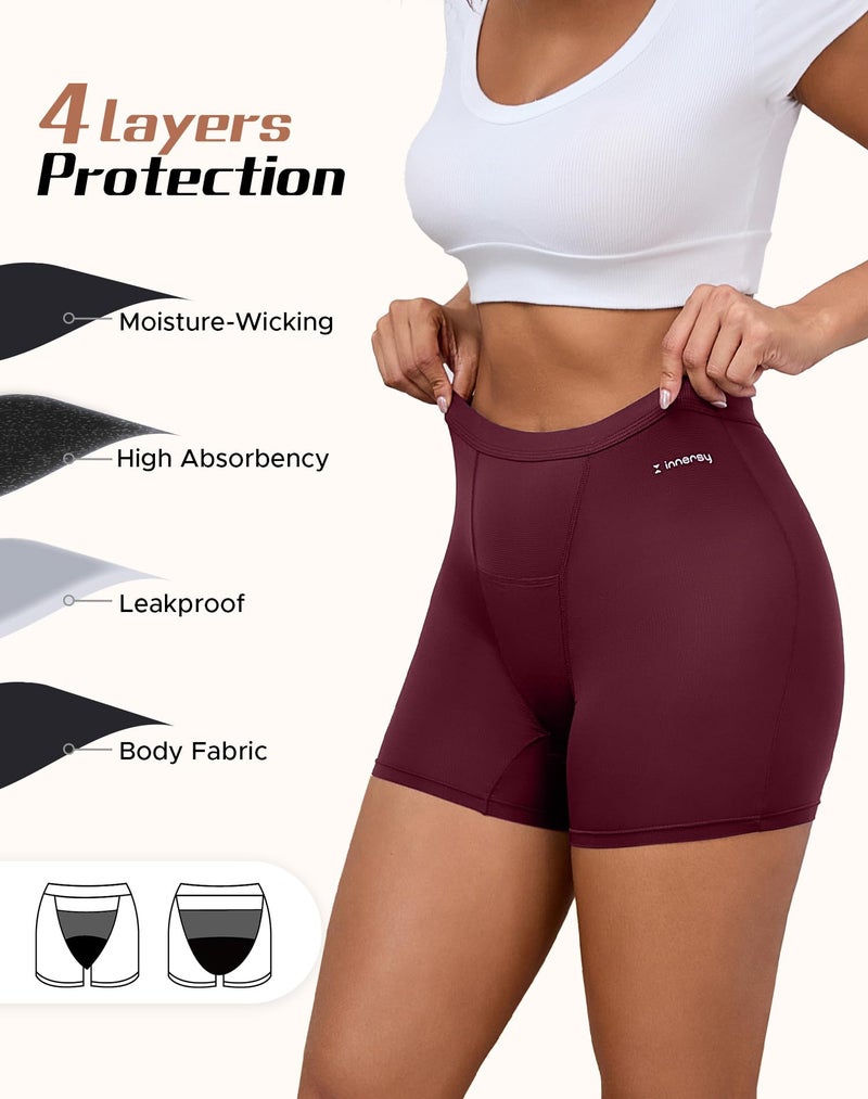 INNERSY Period Boxer for Women High Waisted Leak Proof Postpartm Menstrual Mesh BoyShorts Panties Underwear 3-Pack (Dark Vintage, X-Large) - Image 2