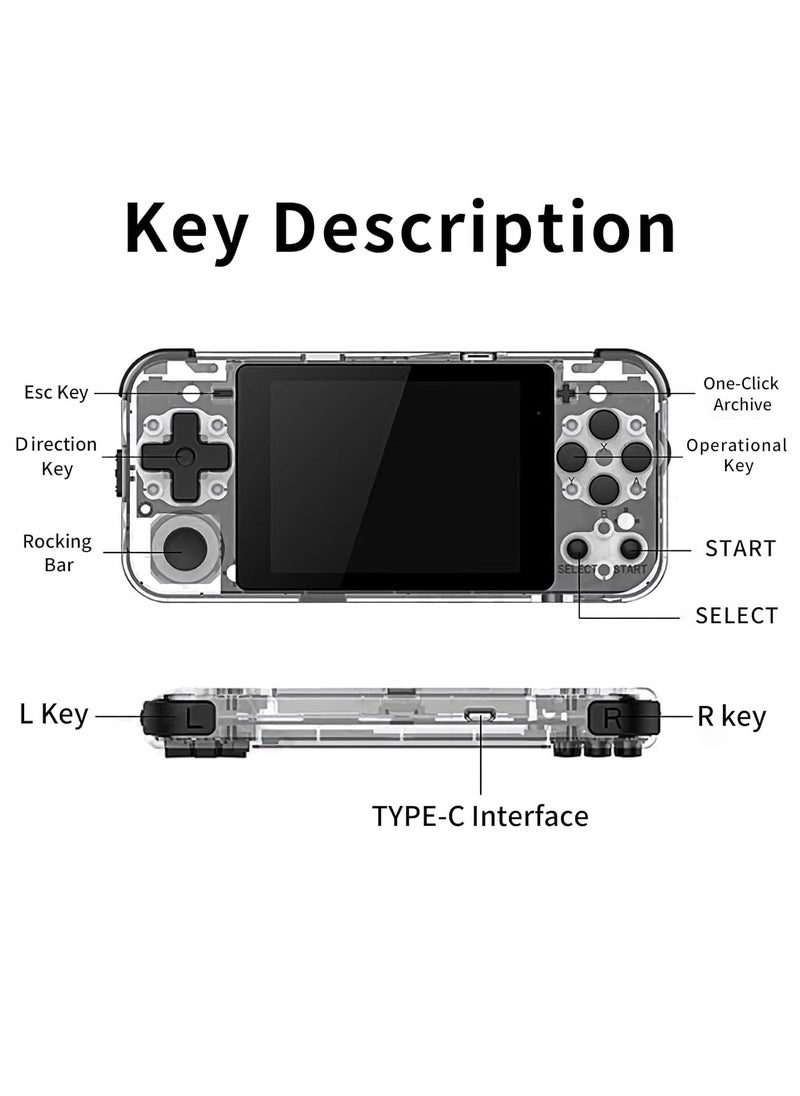 POWKIDDY Q90 Portable Game Console, Open Source Linux System, Vibration Motor, 1100 Games, Compatible with Various Simulators  64G (White)