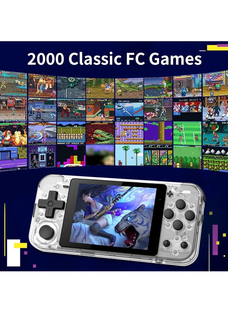 POWKIDDY Q90 Portable Game Console, Open Source Linux System, Vibration Motor, 1100 Games, Compatible with Various Simulators  64G (White)