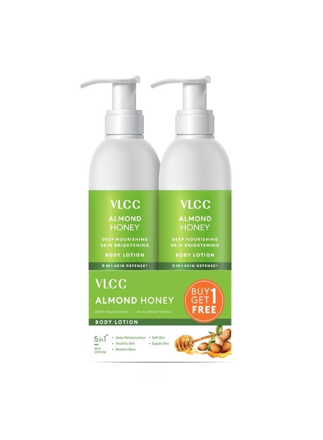 فى ال سي سي لوشن الجسم لتغذية عميقة وتفتيح البشرة باللوز والعسل من في إل سي سي - 350 مل + 350 مل | اشتري واحدة واحصل على واحدة | تغذية عميقة، بشرة متوهجة وشابة | مع زيت اللوز والعسل وزبدة الكاكاو والصبار. - Image 1