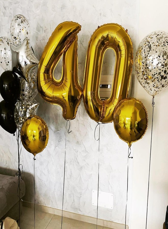 IWERP Gold Number 40 Balloon 40 inch, 40 Number Balloon, 40th Gold Birthday Decorations, 40 Year Old Women Men Golden Party Supplies - Image 4