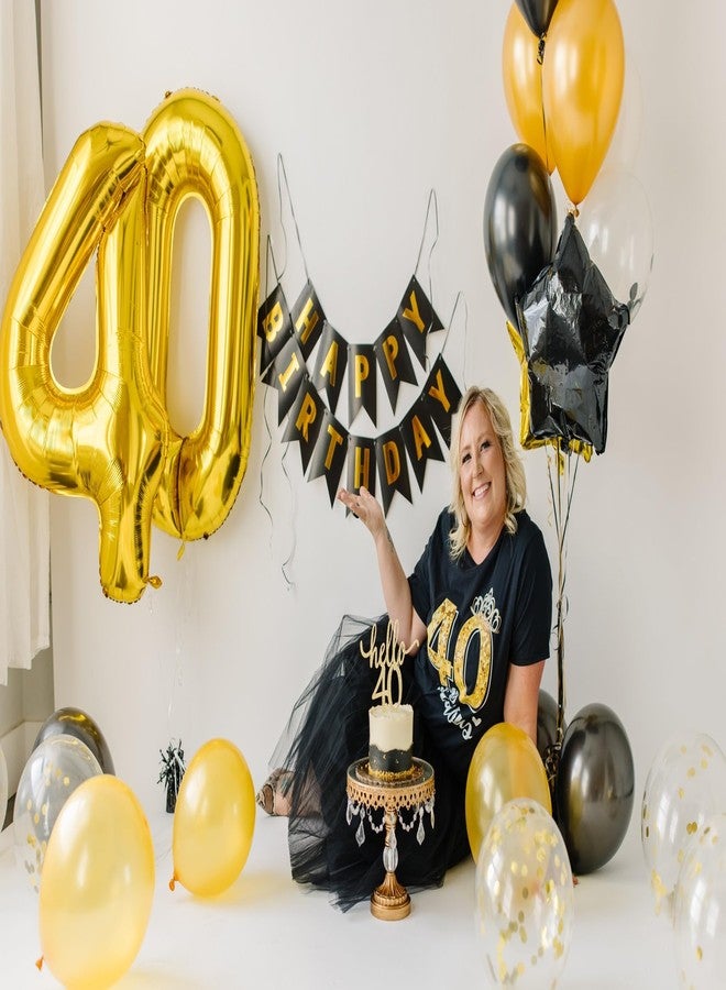 IWERP Gold Number 40 Balloon 40 inch, 40 Number Balloon, 40th Gold Birthday Decorations, 40 Year Old Women Men Golden Party Supplies - Image 3