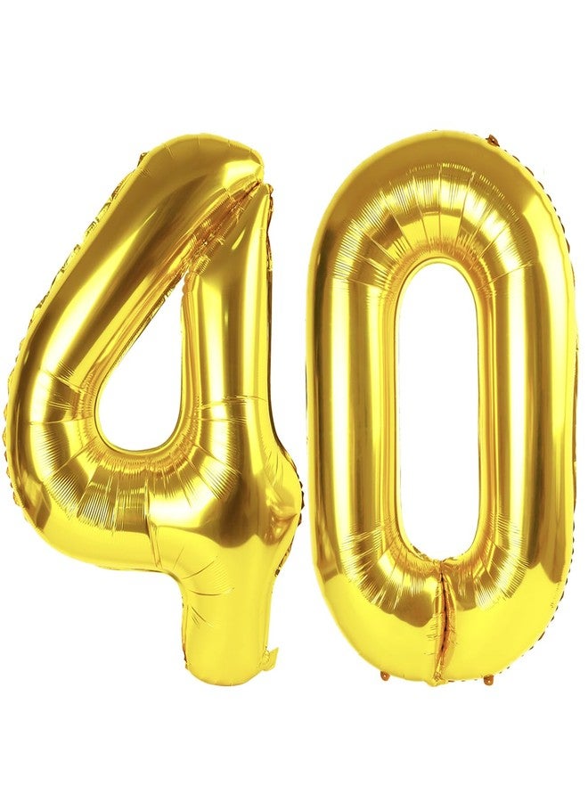 IWERP Gold Number 40 Balloon 40 inch, 40 Number Balloon, 40th Gold Birthday Decorations, 40 Year Old Women Men Golden Party Supplies - Image 1