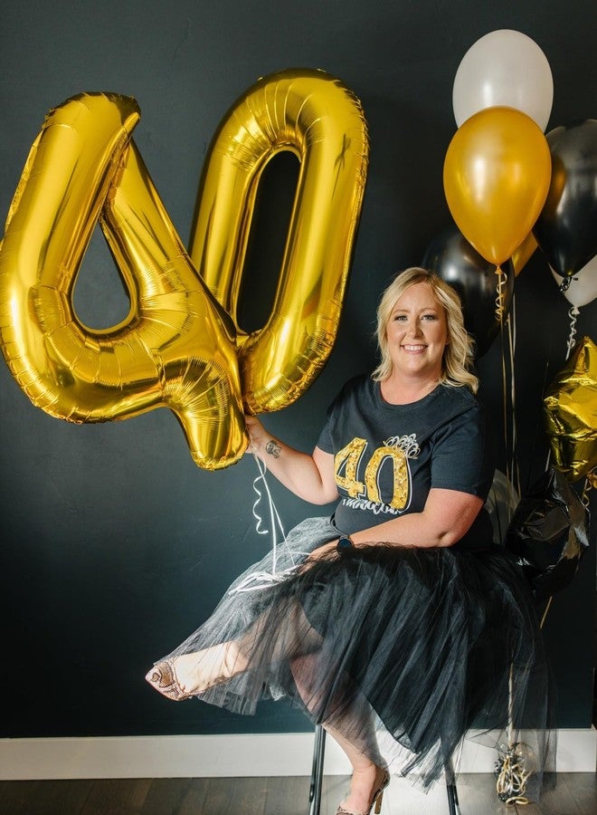 IWERP Gold Number 40 Balloon 40 inch, 40 Number Balloon, 40th Gold Birthday Decorations, 40 Year Old Women Men Golden Party Supplies - Image 2