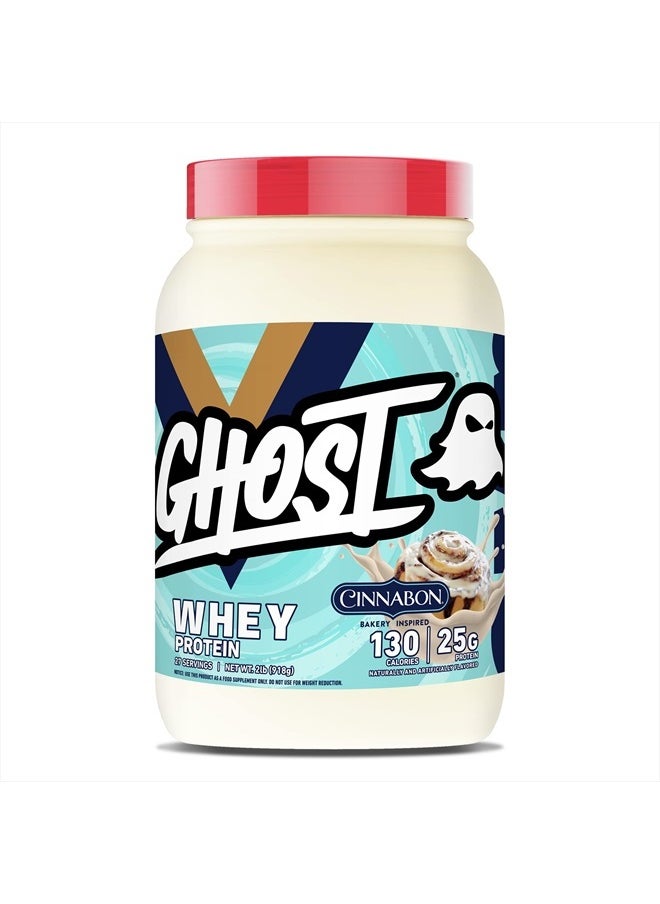 Ghost مسحوق بروتين مصل اللبن، سينابون - حوض 2 رطل، 25 جم من البروتين - مزيج بروتين مصل اللبن المعزول والمركز والمتحلل بنكهة القرفة - مخفوقات ما بعد التمرين - خالي من الصويا والغلوتين  - Image 1