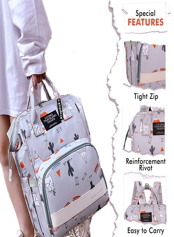Kraptick Diaper bag backpack, diaper bags for mom for travel, baby diaper bag, maternity bags for mother and baby, nursing bags for mothers, diaper bag handbag (PRINTED GREY) - Image 5