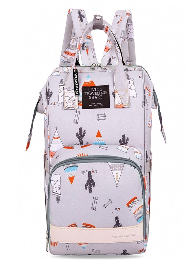 Kraptick Diaper bag backpack, diaper bags for mom for travel, baby diaper bag, maternity bags for mother and baby, nursing bags for mothers, diaper bag handbag (PRINTED GREY) - Image 1
