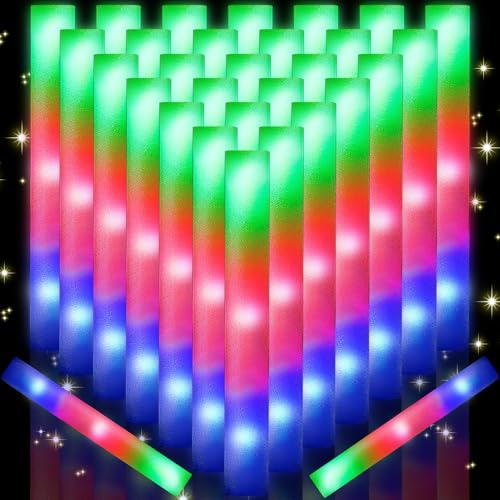 OLUPP 124 PCS Glow Sticks Foam Glow Sticks Foam Light up Sticks with 3 Modes Colorful Flashing Glow In The Dark Party Supplies Glow Sticks Bulk Party Pack Foam Glow Sticks Bulk for Party Raves - Image 1