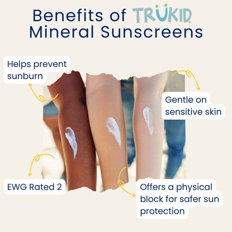 TruKid واقي شمس معدني رياضي SPF 30 - واقي شمس طبيعي للأطفال والرضع للوجه والجسم، حماية غير سامة من أكسيد الزنك للبشرة الحساسة، بدون رائحة، مؤهل لـ FSA، حجم السفر 3.4 أونصة - Image 4