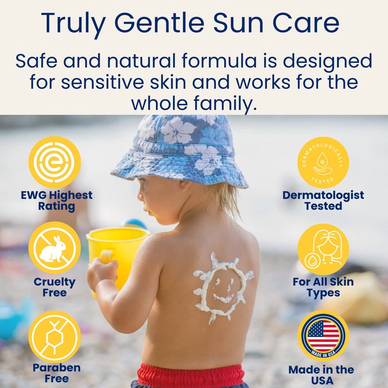 TruKid واقي شمس معدني رياضي SPF 30 - واقي شمس طبيعي للأطفال والرضع للوجه والجسم، حماية غير سامة من أكسيد الزنك للبشرة الحساسة، بدون رائحة، مؤهل لـ FSA، حجم السفر 3.4 أونصة - Image 3