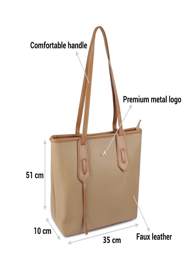 Metro Women Beige Faux Leather Spacious Stylish Shoulder Bag (66-211) - Image 2