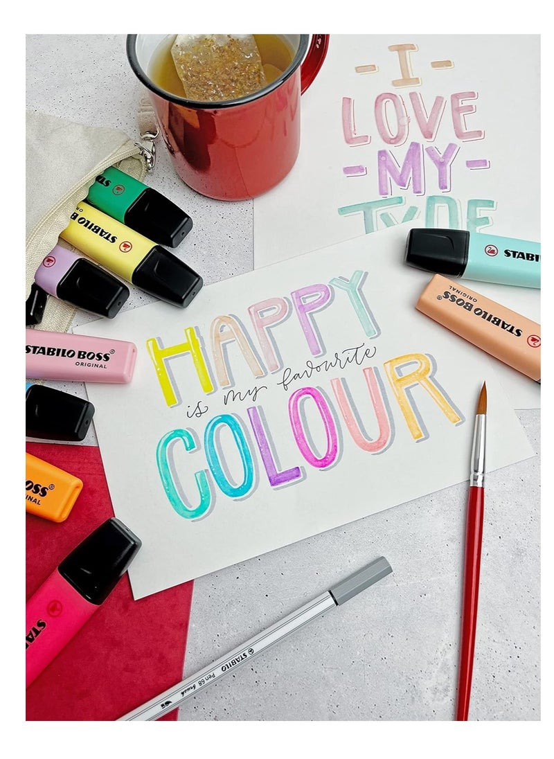 STABILO Highlighter - STABILO BOSS ORIGINAL Pastel - Desk Set of 15pcs - 14 Assorted colors (2X Dusty Grey)  - Image 5