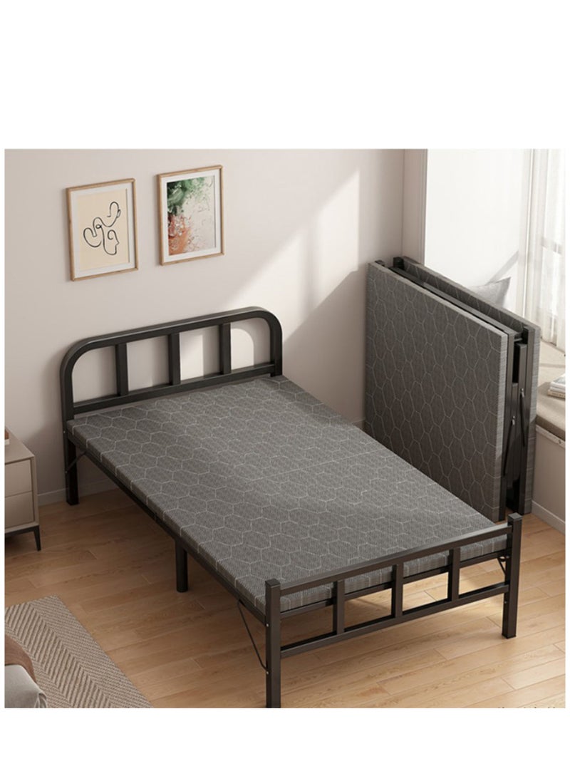Arabest - Single Folding Bed with Memory Foam Mattress for Adults,Portable Rollaway Cot Size Guest Bed with Headboard&Sturdy Steel Frame on Wheels,186X75cm - Image 1