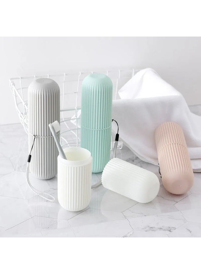 قطعتان من حامل فرشاة الأسنان ومعجون الأسنان على شكل كبسولة للسفر، حامل فرشاة أسنان محمول، حامل فرشاة أسنان بلاستيكي، لون عشوائي - Image 2