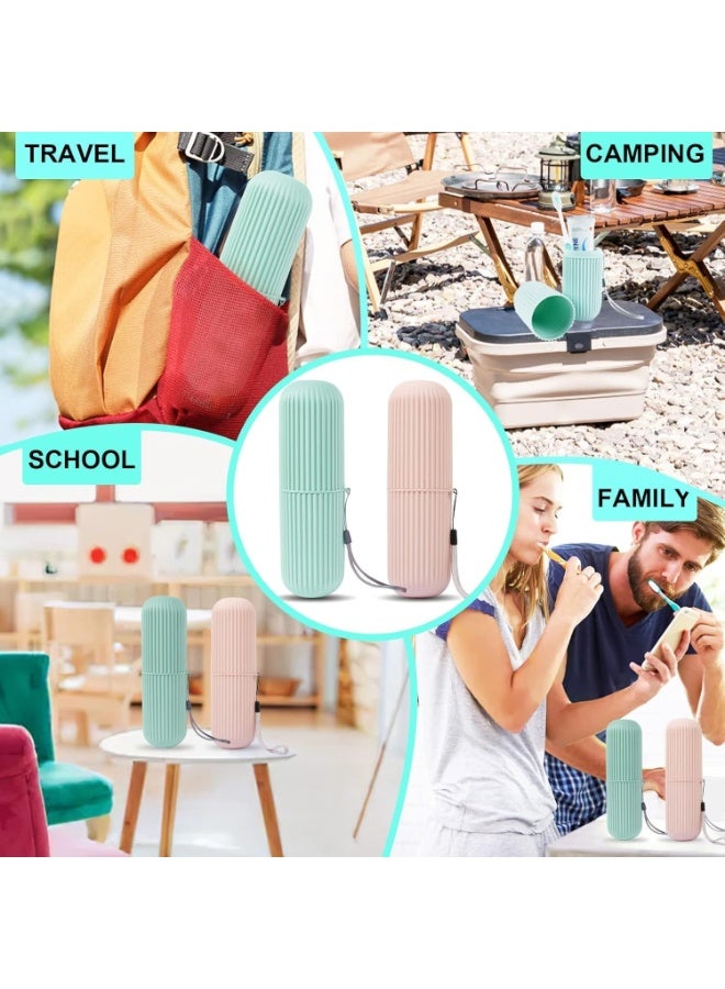 قطعتان من حامل فرشاة الأسنان ومعجون الأسنان على شكل كبسولة للسفر، حامل فرشاة أسنان محمول، حامل فرشاة أسنان بلاستيكي، لون عشوائي - Image 3