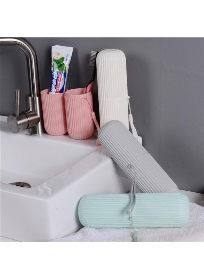 قطعتان من حامل فرشاة الأسنان ومعجون الأسنان على شكل كبسولة للسفر، حامل فرشاة أسنان محمول، حامل فرشاة أسنان بلاستيكي، لون عشوائي - Image 4