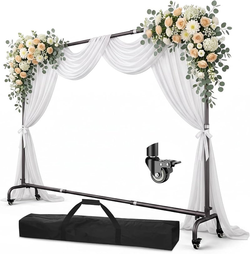 EMART Backdrop Stand with Wheels,10x7.5ft Metal Frame Banner Stand - Image 1