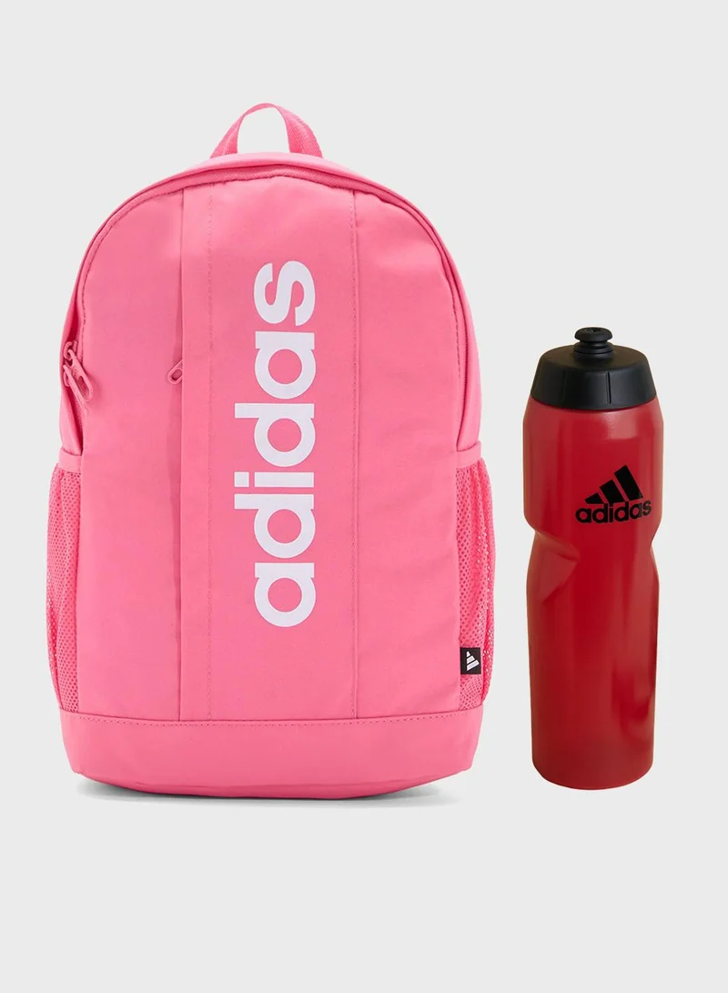 Adidas youth linear backpack with water bottle