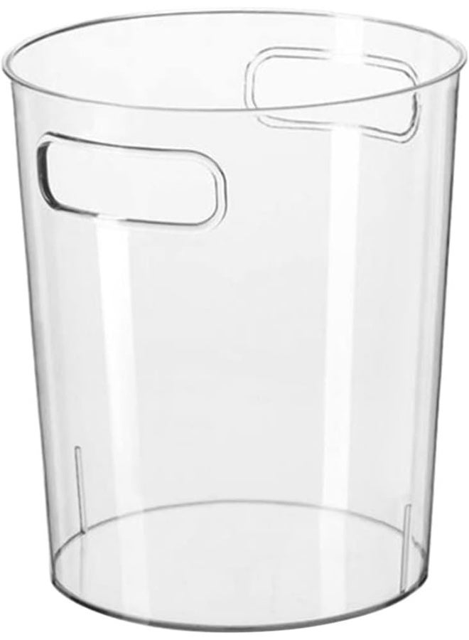 MOMENT Small Trash Can Plastic Wastebasket 21.5X27Cm Round Garbage Container Bin With Handles For Bathroom, Bedroom, Kitchen, College Dorm, Office, Craft Room - Clear - Image 1