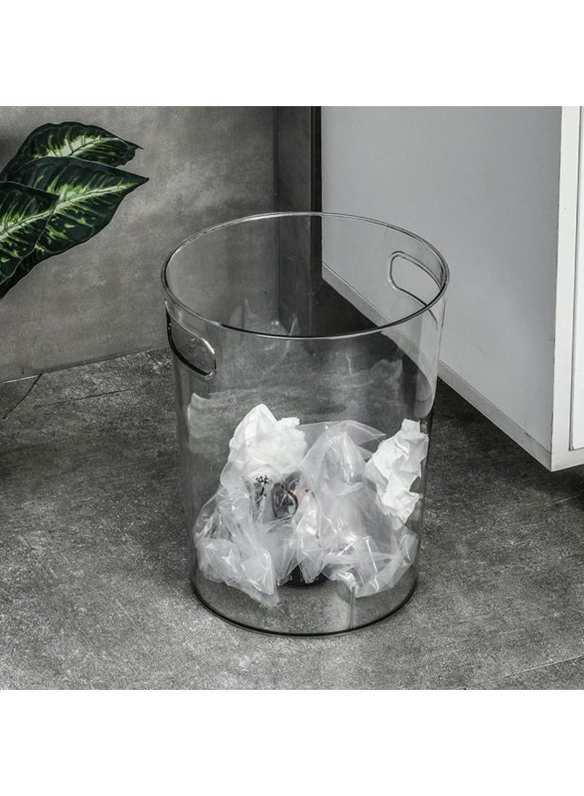 MOMENT Small Trash Can Plastic Wastebasket 21.5X27Cm Round Garbage Container Bin With Handles For Bathroom, Bedroom, Kitchen, College Dorm, Office, Craft Room - Clear - Image 4
