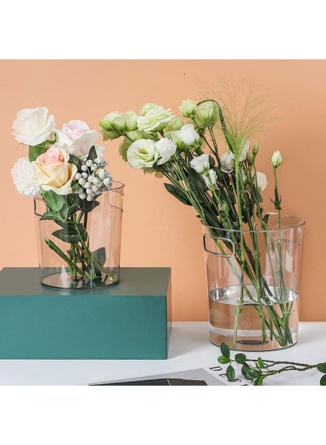 MOMENT Small Trash Can Plastic Wastebasket 21.5X27Cm Round Garbage Container Bin With Handles For Bathroom, Bedroom, Kitchen, College Dorm, Office, Craft Room - Clear - Image 5