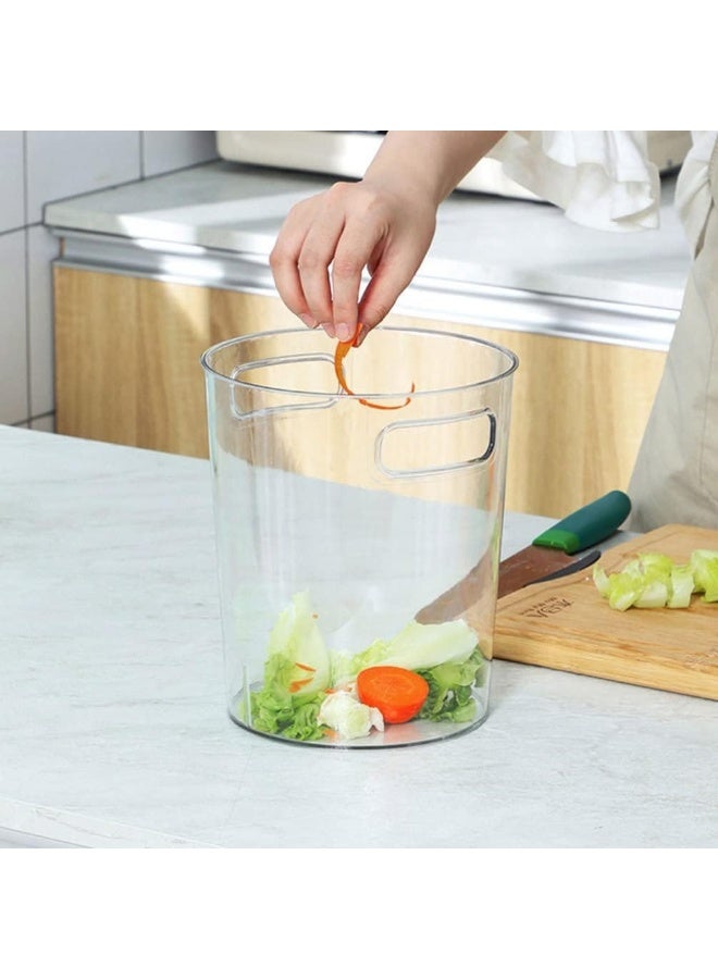 MOMENT Small Trash Can Plastic Wastebasket 21.5X27Cm Round Garbage Container Bin With Handles For Bathroom, Bedroom, Kitchen, College Dorm, Office, Craft Room - Clear - Image 3